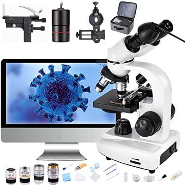 Imagem de MicroscóPio Composto Binocular com Ocular EletrôNica, 40X-6000X/10000X/20000X BinóCulos, Pode Ser Conectado a Uma Tela de Computador, Foto e VíDeo do Celular,6000X