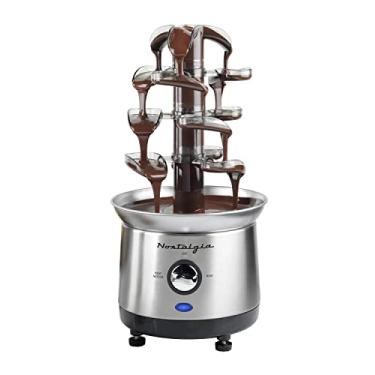 Imagem de Nostalgia Fonte elétrica de fondue de chocolate, 946 ml, conjunto de 4 camadas, máquina de fonte para queijo, chocolate derretido, licores, aço inoxidável