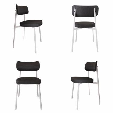 Imagem de Cadeira Alloa Fixa com 4 Pés 50 X 44,7 X 83,8 Cm com 4 Unidade Preto/Branco Epoxi