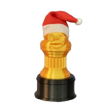 Imagem de Znet3D Troféu Emoji de Papai Noel com mini chapéu de Papai Noel no pedestal preto - Celebre as férias com nossos troféus neste Natal - Honre seus amigos, sua família, sua equipe ou seus colegas de