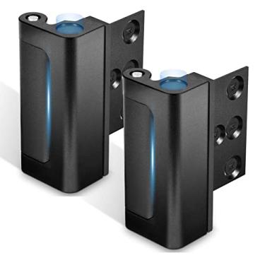 Imagem de Trava de reforço para segurança de porta residencial Steinwhale, trava de segurança infantil para porta com parada interna, evita entradas não autorizadas, acabamento em alumínio preto, 2 unidades