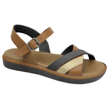 Imagem de New Face, SANDÁLIA PAPETE FEMININA NEW FACE 26103 EM COURO SUPER LEVE Cor:Whisky Multi;Tamanho:35