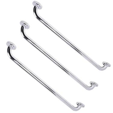 Imagem de Alça Apoio 70 cm Barra Inox Kit 3 Uni Suporte Acessibilidade Gestante 