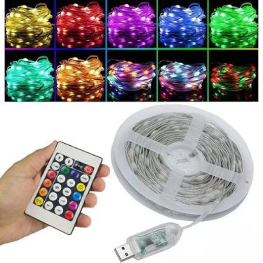 Imagem de Fita Led Aplicativo App Celular 5 Metros Cores RGB Ajustavel Decoraçao