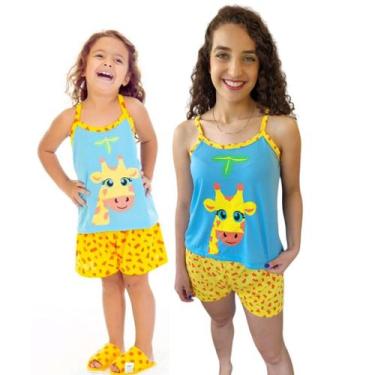 Imagem de Pijama Mãe E Filha Babydoll Verão Adulto E Infantil Girafa - PIJAMAS V