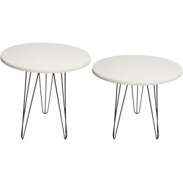 Imagem de Kit 2 Mesas Yumi 45cm Hairpin Triplo 1/4 60cm e 50cm - Jthome, Off Whi