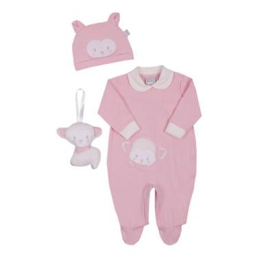 Imagem de Kit Luxo Macacão Bebe Menina + Touca Pelucia Paraiso 11826 - Paraíso, 