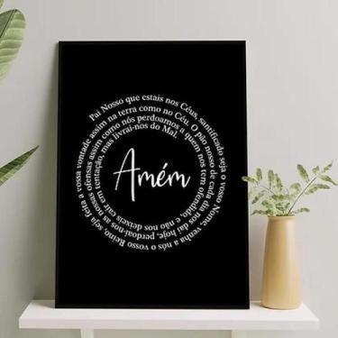 Imagem de Quadro Oração Pai Nosso Espiral Preto E Branco 24X18Cm Vidro - Quadros