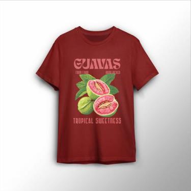 Imagem de Camiseta Estampada com Goiabas, Estampa Tropical - Lobo Sete, GG, Verm