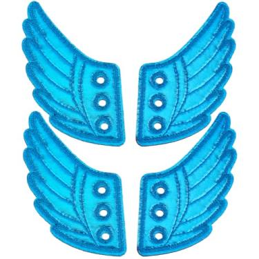 Imagem de GORGECRAFT 3 Pares de Asas de Sapato Asas Asas Brilhantes Pano de Anjo Atraente com Sapatos de Feltro Decorações Renda em Asas Anjo para Estilo Esportivo Diário Collocation Roller Skate Tênis, 7*11cm,