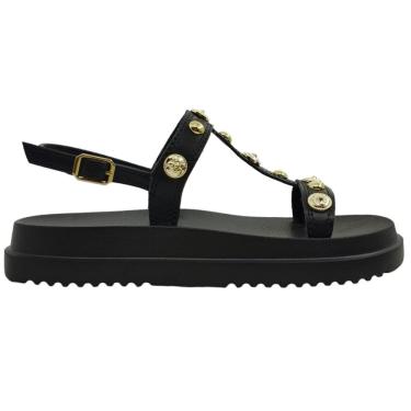 Imagem de Sandália Feminina Papete Flatform Casual Dia a Dia Passeio Trabalho com Apliques Metalizados Dakota Y7832