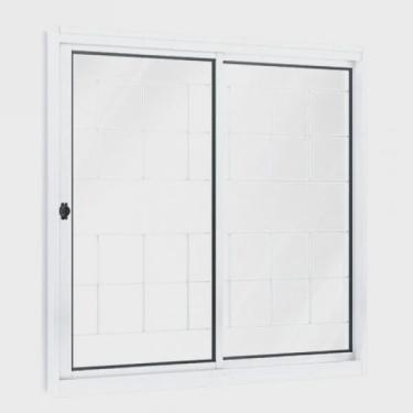 Imagem de Janela de Aço de Correr 100x150cm 2 Folhas com Grade Quadrada e Vidro Riobras