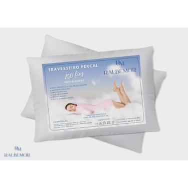Imagem de Travesseiro Percal 200 Fios 100% Algodão Suporte Alto e Macio - Ralbemor
