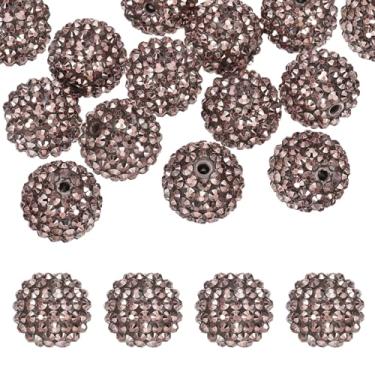 Imagem de PATIKIL Contas de strass de resina de 20 mm para caneta com contas, pacote com 20 bolas de discoteca brilhantes em pedaços redondos de chiclete para chaveiro com contas, joias para fazer artesanato