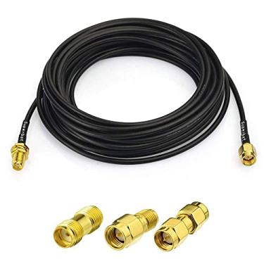 Imagem de Superbat Cabo de anteparo SMA coaxial RF macho para SMA fêmea RG174 cabo de 4,5 m + 3 peças de kit adaptador RF coaxial SMA para equipamento SDR, antena 3G 4G LTE, ADS-B, GPS, etc