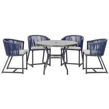 Imagem de Mesa Com 4 Cadeiras E Noronha Estofado 3 Trama Original Azul