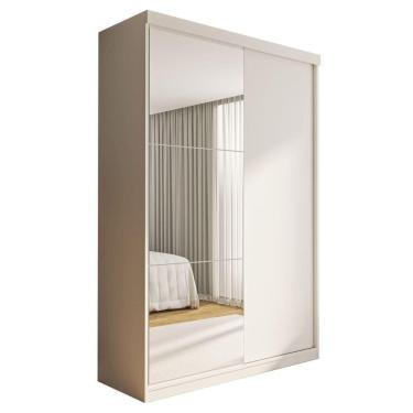 Imagem de Guarda Roupa 2 Portas De Correr Com Espelho 2 Gavetas Salvador Minastex Branco