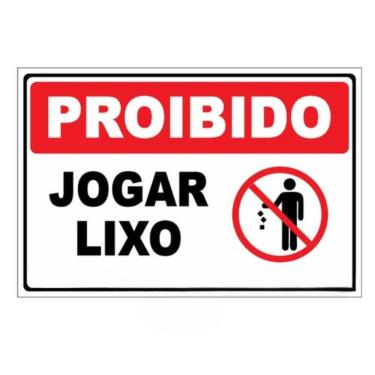 Imagem de Placa De Sinalização Acesso 15x20cm Proibido Jogar Lixo