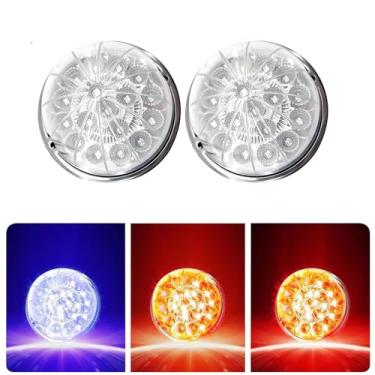 Imagem de 2 peças 17 luzes LED de dupla revolução melancia, seta vermelha e marcador para auxiliar azul, luzes de brilho para caminhões Freightliner Ke-nw-or-th Peterbilt, 12 V