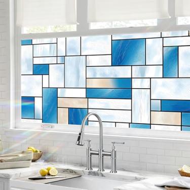 Imagem de Película para janela, película de privacidade, vidro manchado, adesivos decorativos aderentes à janela com bloqueio solar (1, bloco, 100 x 44 cm)