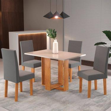 Imagem de Mesa de Jantar 4 Lugares Morgana Marrom/Blonde/Veludo Cinza 26282 - Pnr Móveis