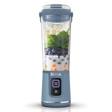 Imagem de Ninja Blast BC151EUNV Liquidificador portátil/liquidificador/Smoothie, copo de 530 ml, tampa à prova de vazamento, mini batedeira potente, sem fio e recarregável, esmaga gelo e frutas, azul,