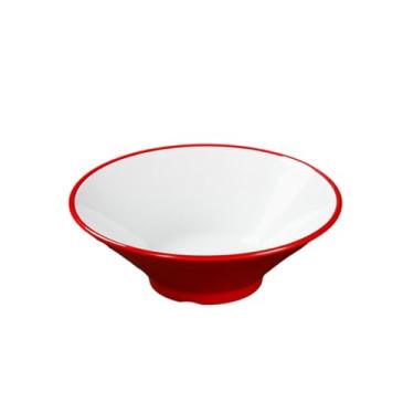 Imagem de Utensílios de mesa delicados de cor média esmaltados minimalistas domésticos estilo chinês anti-queimadura e resistente a quedas - tigela de chapéu de 24 cm de espessura [vermelho e branco]