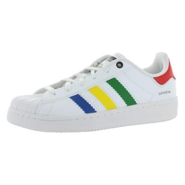 Imagem de adidas Tênis masculino Superstar com cadarço, Branco nuvem, preto/azul e branco, 37