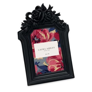 Imagem de Laura Ashley Moldura de coroa de roseta preta 5 x 7 cm com cavalete e gancho, expositor de mesa e parede, decoração de casa, arte, galeria de fotos (5 x 7 cm, preto)