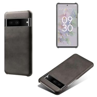 Imagem de Capa para Google Pixel 7 PRO,Proteção contra quedas,Casca de volta de cor sólida simples,Design de couro de imitação de plástico-Black