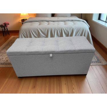 Imagem de Puff Baú Estofado Milano 1 M Em Linho - Cinza