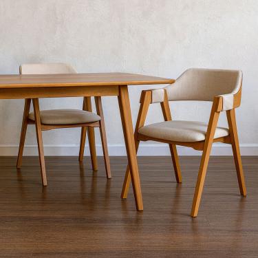 Imagem de Kit 2 Cadeiras de Jantar Verona Encosto Concha Linho Bege