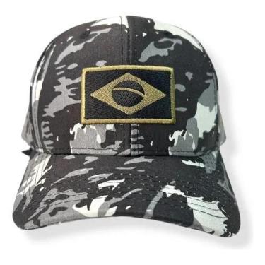 Imagem de Boné Trucker Adulto Camuflado Cinza Tático Aba Curva Ajustável Algodão