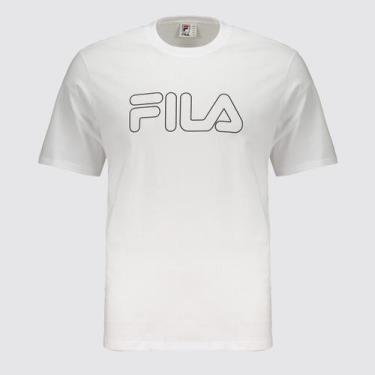 Imagem de Camiseta Fila Regular Letter Outline Branco e Preto, M