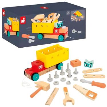 Imagem de Caminhão Brico Kids Janod De Madeira Brinquedo Infantil Para Montar E Passear