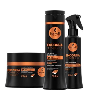 Imagem de Kit Haskell Encorpa Shampoo 300ml Máscara 300g Fluído 120ml