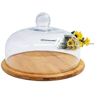 Imagem de Suporte de bolo europeu com cúpula, capa de preservação de alimentos domésticos de vidro sanduíche capa de poeira festa salada donut cúpula pão capa contra poeira suporte de bolo, prato de servir