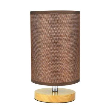 Imagem de Abajur de Mesa Redondo Madeira Marrom 25,5cmx14cm 40W