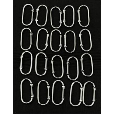 Imagem de Anel de gancho de metal, chaveiro com clipe de chaveiro, fivelas multiuso pequenas, prata, pacote com 20