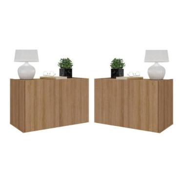 Imagem de Kit 2 Mesas De Cabeceira 2 Portas Mp4135 Rustic Rustic - MULTIMOVEIS