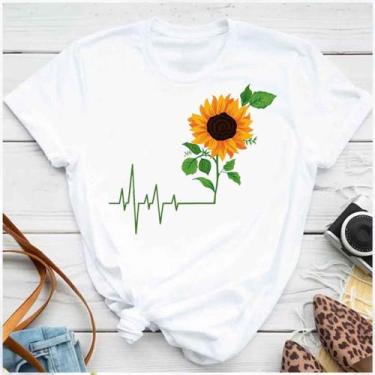 Imagem de Blusa T-shirt Camiseta Feminina Estampada -Girassol- Várias Estampas  