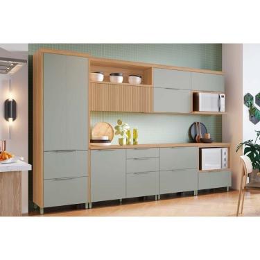 Imagem de Kit De Cozinha Completa 7 Peças Marquesa (3aéreos+3balcões+1paneleiro) C6p87 Nature-verde - Nesher