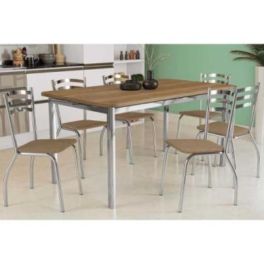 Imagem de Mesa de Sala Jantar Reno c/ Tampo Madeira 160cm + 6 Cadeiras Portugal 