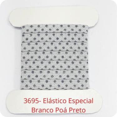 Imagem de 5 metros Elástico Lurex Especial 7mm Poá Branco Preto 3695 005 encader