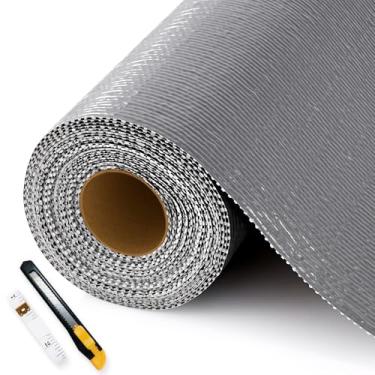 Imagem de Forros de prateleira para armários de cozinha não adesivos, papel de prateleira espesso, antiderrapante, impermeável, lavável para gaveta, cômoda, despensa, prateleira, protetor de banheiro