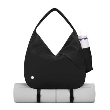 Imagem de Bolsa de Ginástica Ceneda para Mulheres, com Alça para Tapete de Ioga, Bolso Molhado e Compartimento para Sapatos, Preta