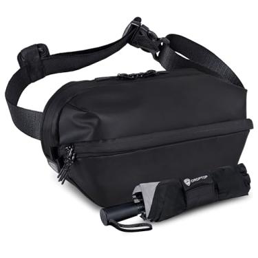 Imagem de Bolsa tiracolo para cinto grande de desempenho, pochete | Tecido impermeável 600D e zíperes YKK de grau marítimo | Inclui guarda-chuva interno dedicado bolso molhado | Para viagens e EDC para homens e