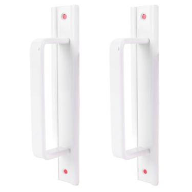 Imagem de SALALIS Maçanetas de Porta de Celeiro, Maçanetas de Porta Deslizantes Suaves à Prova de Ferrugem para Vidro, Liga de Alumínio, 2 Peças para Armário de Cozinha Doméstico (Branco)
