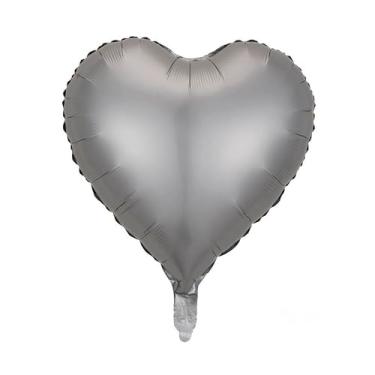 Imagem de BALAO CROMADO CORACAO C/CANUDO PRATEADO 10" C/ 6 UNIDADES
