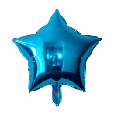 Imagem de BALAO METALIZADO ESTRELA C/CANUDO AZUL 5" C/ 6 UNIDADES